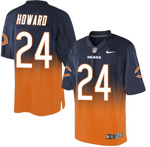 Nike Bears #24 Jordan Howard Navy Blue/Orange Men's Stitched NFL Elite Fadeaway Fashion Jersey